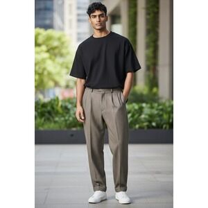 Steve Harvey Celebrity Edition Mens Pants Brown Micro Houndstooth Pleated 36x32